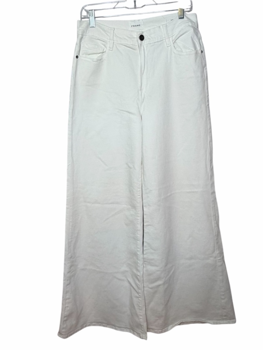 Frame Le Palazzo White Denim Wide Leg Jeans Womens 31 - Picture 3 of 10